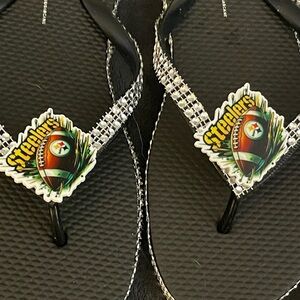 Black Steelers Flip Flops